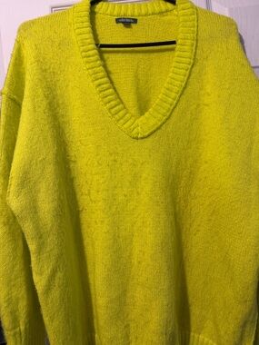 Wilfred Bright Neon Yellow V-Neck Sweater